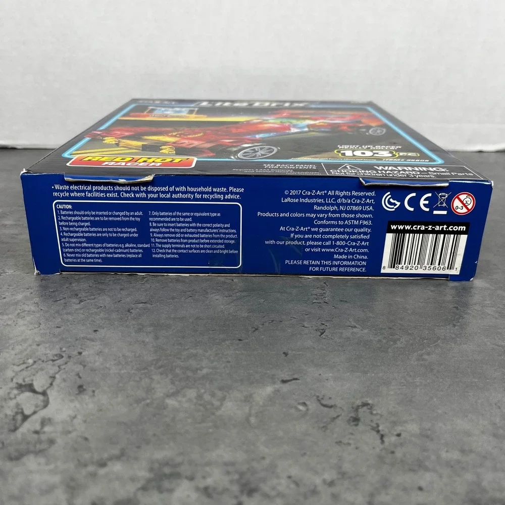 Cra-Z-Art Lite Brix Red‎ Hot Racer Light Up Building Set 103pc 35606 STEM Toy